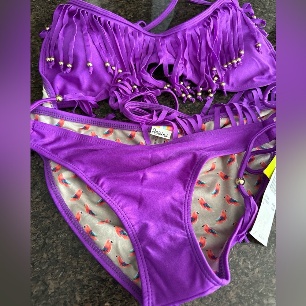 Brand New Raisins Bikini Swim suit Purple Large